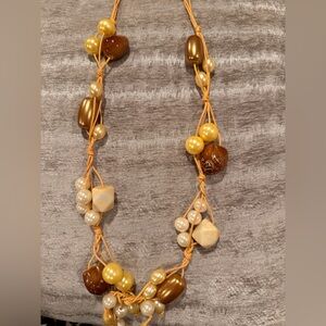 Elegant Gold and Brown Beaded Necklace